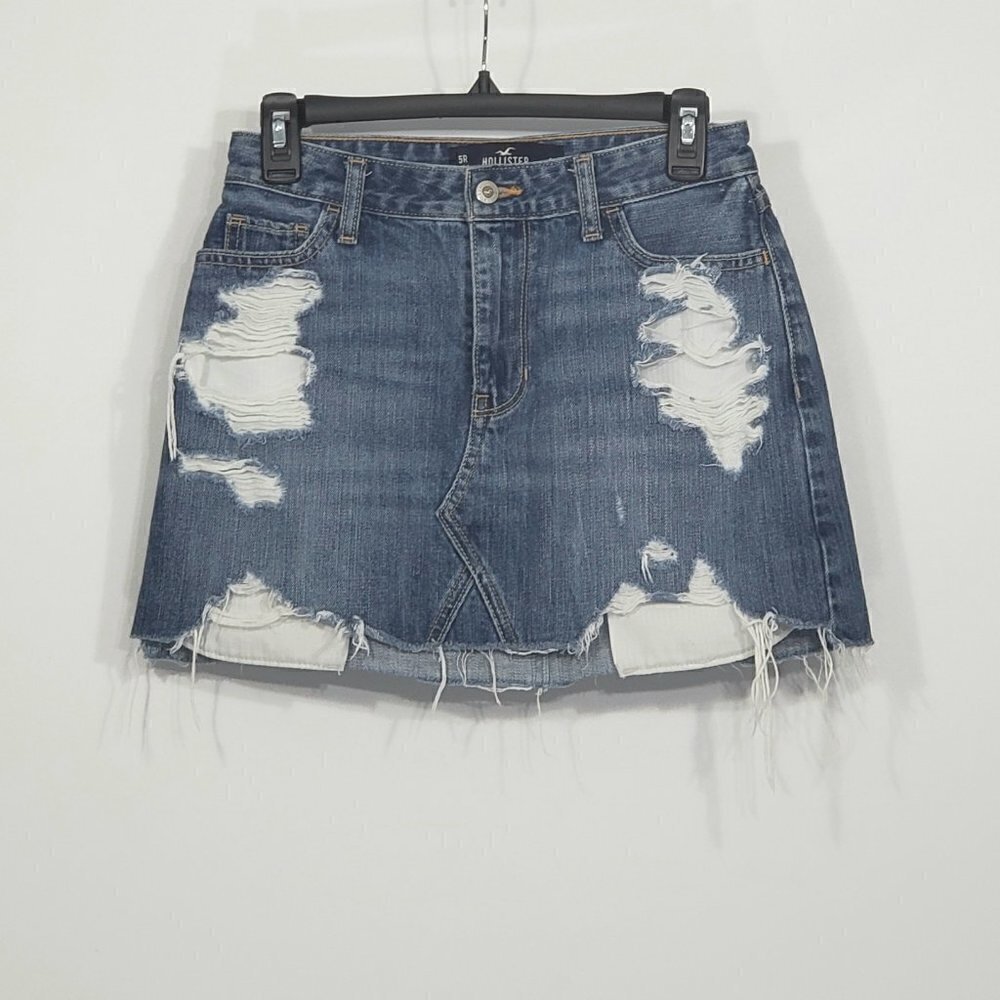 Hollister Distressed Denim Mini Skirt Women's 27"